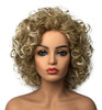 Wiginway 8inch Women Wigs Medium Curly Glod Blonde Mix Synthetic Wig Natural Hair