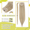 RUNATURE Human Hair Ponytail Extension Golden Blonde 14 Inch Ponytail Extensions Human Hair Light Blonde Highlighted Wra