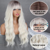 MERISIHAIR Ombre Platinum Blonde Wig with Bangs Long Platinum Blonde Wigs for WomenSynthetic Long Platinum White Wig Dar