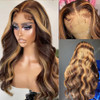 KeaBalo Highlight Ombre Lace Front Wigs Human Hair Pre Plucked with Baby Hair 13x4 Body Wave Frontal Wigs Human Hair 180