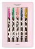 kate spade new york Black Ink Pen Set of 5 Cute Leopard Click Pens Plastic Retractable Pens for Writing and Journaling F