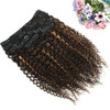 Clip in Hair Extensions for Black Women 16 Inch Kinky Curly Clip in Hair Extensions African American Clip ins 3C 4A Ombr