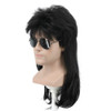 yuehong Adult Long Curly Black Mullet Heavy Metal Disco Wig 70s80s Rock Star Style Wig Soft Breathable Heat Resistant Sy