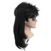 yuehong Adult Long Curly Black Mullet Heavy Metal Disco Wig 70s80s Rock Star Style Wig Soft Breathable Heat Resistant Sy