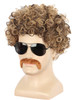 yuehong Short Curly Afro Mens 70s 80s Disco Wig With Mustache Rocker Costume Hair Heat Resistant Synthetic Fibers Cospla
