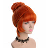 yuehong Short Orange Bun Women Wig Bangs Updo Anime Cosplay Costume Hair Heat Resistant Synthetic Fibers Durable Breatha