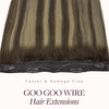 GOO GOO Wire Hair Extensions Human Hair 4264 Chocolate Brown with Honey Blonde Balayage 16inch 95g Invisible Wire Hair E