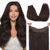 GOO GOO Wire Hair Extensions Human Hair 2 Dark Brown Natural 14inch 75g Invisible Wire Hair Extensions with Transparent