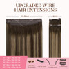 GOO GOO Wire Hair Extensions Human Hair 4274 Chocolate Brown with Caramel Blonde Balayage 14inch 105g Invisible Wire Hai