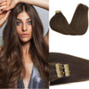 GOO GOO Tape in Hair Extensions Human Hair 4A Chocolate Brown 20inch 50g 20pcs Skin Weft Seamless Invisible Silky Straig