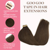 GOO GOO Tape in Hair Extensions Human Hair 4A Chocolate Brown 20inch 50g 20pcs Skin Weft Seamless Invisible Silky Straig