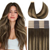 GOO GOO Tape in Hair Extensions Human Hair 4274 Balayage Chocolate Brown to Caramel Blonde 18inch 50g 20pcs Skin Weft Se