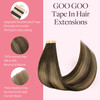 GOO GOO Tape in Hair Extensions Human Hair 4274 Balayage Chocolate Brown to Caramel Blonde 18inch 50g 20pcs Skin Weft Se