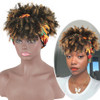 LEOSA Short Afro Kinky Curly Wigs for Black Women Natural Black Curly Headband with Bangs Synthetic Curly Wigs with Head