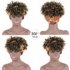 LEOSA Short Afro Kinky Curly Wigs for Black Women Natural Black Curly Headband with Bangs Synthetic Curly Wigs with Head