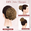 RUWISS Human Hair Bun Hair Piece Long Thin Straight Tousled Updo Bun Hair Pieces for Women Scrunchie Ponytail Extension
