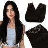 Ugeat Clip in Hair Extensions Real Human Hair Brown Hair Clip Extensions for Women Darkest Brown Brown Hair Extensions C