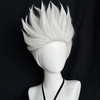 ANOGOL Hair CapShort Layered White with Slightly Grey Wig for Women Short White Sea Witch Wig Anime Cosplay Mad Scientis