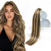 Sunny Hair Tape in Hair Extensions Human Hair 20 Inch Remy Hair Extensions Tape ins for Women Dark Brown Highlight Caram