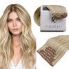 RUNATURE Blonde Clip in Hair Extensions Real Human Hair Clip in Extensions for Women Soft Remy Real Hair Extensions Clip