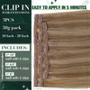 RUNATURE Clip in Hair Remy Human Hair Clip in Extensions 16 Inches Golden Brown with Golden Blonde Highlighted Color 10P