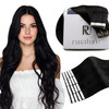 RUNATURE Tape in Hair Extensions Human Hair Black 20 Inch Jet Black Tape in Extensions Real Human Hair Seamless Hair Ext