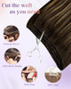 LaaVoo Sew in Hair Extensions Real Human Hair Straight Sew in Hair Extensions Brown Balayage Caramel Blonde Mix Brown Hu