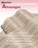 Moresoo Clip in Hair Extensions Real Human Hair Blonde Highlight Seamless Human Hair Clip in Extensions Ash Blonde with