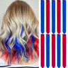 LADYAMZ Colored Hair Extensions 10 PCS Colorful Party Highlights Clip in Synthetic Hair Extensions Red and Blue Hair Acc