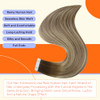 Full Shine Tape in Hair Extensions Color 3822 Dark Roots Brown and Blonde Remy Seamless Tape ins Human Hair Extensions 2