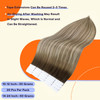 Full Shine Tape in Extensions Human Hair 12 Inch Balayage Color 3822 Dark Brown Fading to Brown and Blonde Invisible Sea