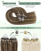 Ugeat Micro Bead Hair Extensions Highlight Micro Ring Hair Extensions Human Hair Brown Highlights Mix Caramel Blonde Mic
