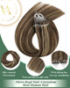 Ugeat Microlink Hair Extensions Human Hair Highlight Microbead Hair Extensions Brown Highlights Mix Caramel Blonde Micro