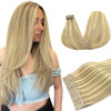 DOORES Tape in Human Hair Extensions Balayage Light Blonde Highlighted Golden Blonde 20pcs 50g Silky Straight Real Hair