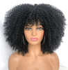 RunM Short Curly Afro Wig With Bangs for Black Women Kinky Curly Hair Wig Afro Synthetic Full WigsBlack