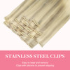Googoo Blonde Clip in Hair Extensions Remy Human Hair Ombre Hair Extensions Clip in Hair Full Head Ombre Blonde Color 7P