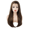 Meiyite Hair Straight Long 24inch Brown Blonde Mix Heavy Density Heat Resistant Realistic Synthetic Lace Front Wigs