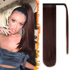 BARSDAR Dark Auburn Straight Wrap Ponytail Extension 26 Inch Long Straight Wrap Around Ponytails for Women Synthetic Cli