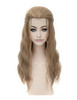 OYSRONG Men Long Curly Wavy Wig with HalfUp Style Blonde Cosplay Heat Resistant Fibre Wig