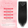 Snoilite Clip in Hair Extensions Real Human Hair Jet Black Human Hair Extensions Clip Ins 18 Inch 8pcs 140g Straight Rea