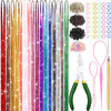 Hair Tinsel Kit With Tool 6800 strands 16 Colors Fairy Hair Tinsel Sparkling Shiny Hair Tinsel Heat Resistant Highlights