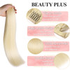 BEAUTY PLUS 18 Straight Wrap Around Ponytail Human Hair extensions for Women 100gram Bleach Blonde 613