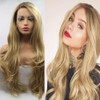 xiweiya Long Ombre Blonde Wig Long Wave Blonde Lace Front Wig Side Part Natrual Hairline Synthetic 13X3 Lace Front Wigs