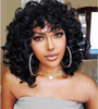 Short Curly Wigs for Black Women Afro Big Curly Black Wigs with Bangs Fluffy Natural Looking Synthetic Wigs for African