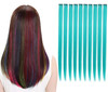 LiaSun 10Pcsset MultiColors Straight Highlight Clip in Hair Extensions 20 Inch Colored Party Hair Pieces Teal