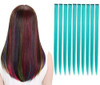 LiaSun 10Pcsset MultiColors Straight Highlight Clip in Hair Extensions 20 Inch Colored Party Hair Pieces Teal