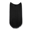 SARLA Invisible Wire Hair Extensions Black Straight Long Synthetic Hairpieces for Women 22 Inch Adjustable Headband Heat