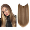SARLA Invisible Wire Hair Extensions 22 inch Long Synthetic Hairpieces Straight Ash Medium Brown With Ash Blonde Highlig
