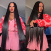 Style Icon 38 Super Long Straight Wigs Lace Front Wigs 6 Deeper Middle Part Wig Black Synthetic Wig 38 1B