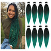 PreStretched Braiding Hair Extensions Ombre Black to Green 26 inch 8 Packs Synthetic Crochet Braids Hot Water Setting Pr